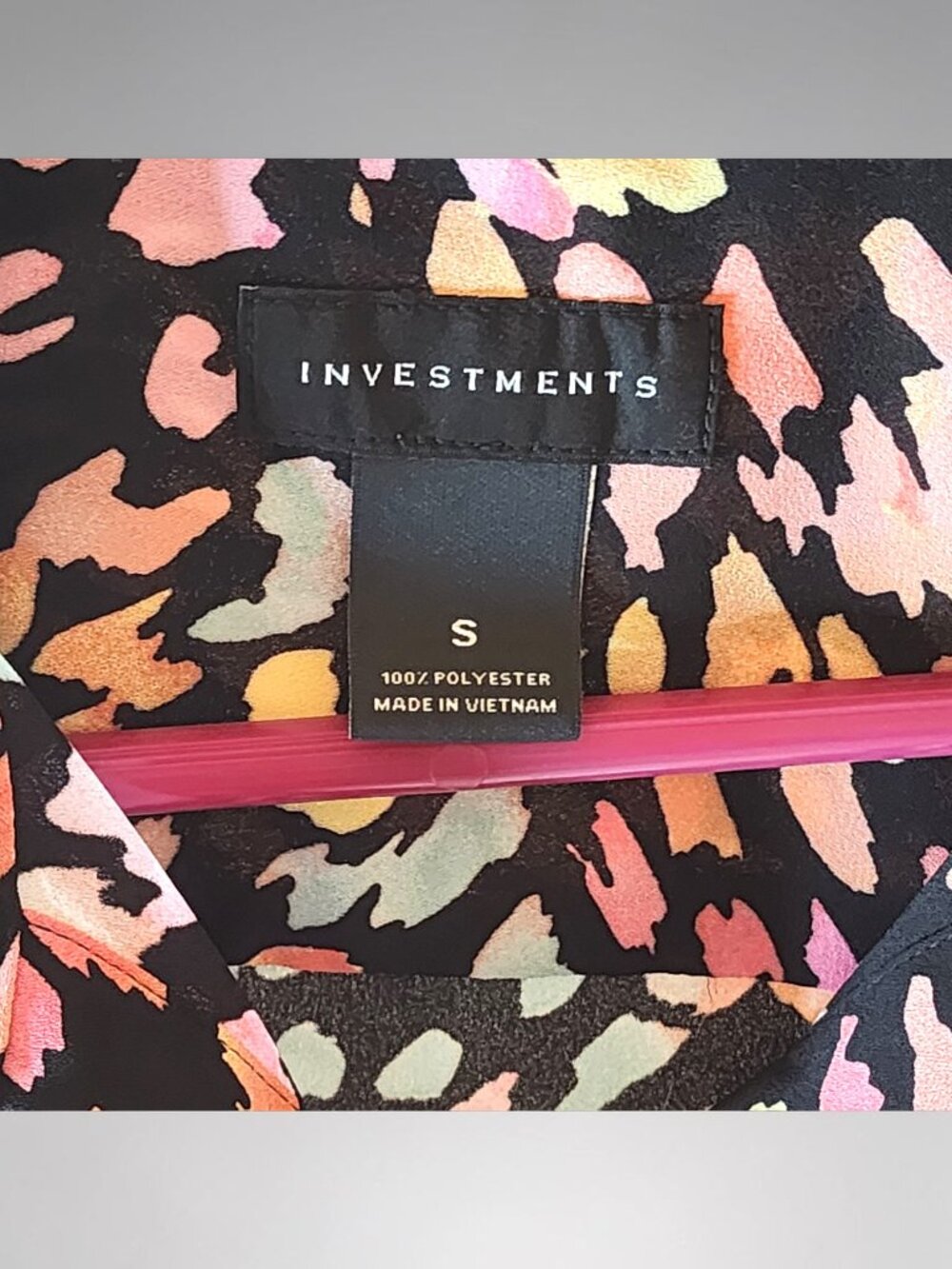 Investments Small Abstract Floral Tie Front Button Shirt Blouse - Picture 4 of 6